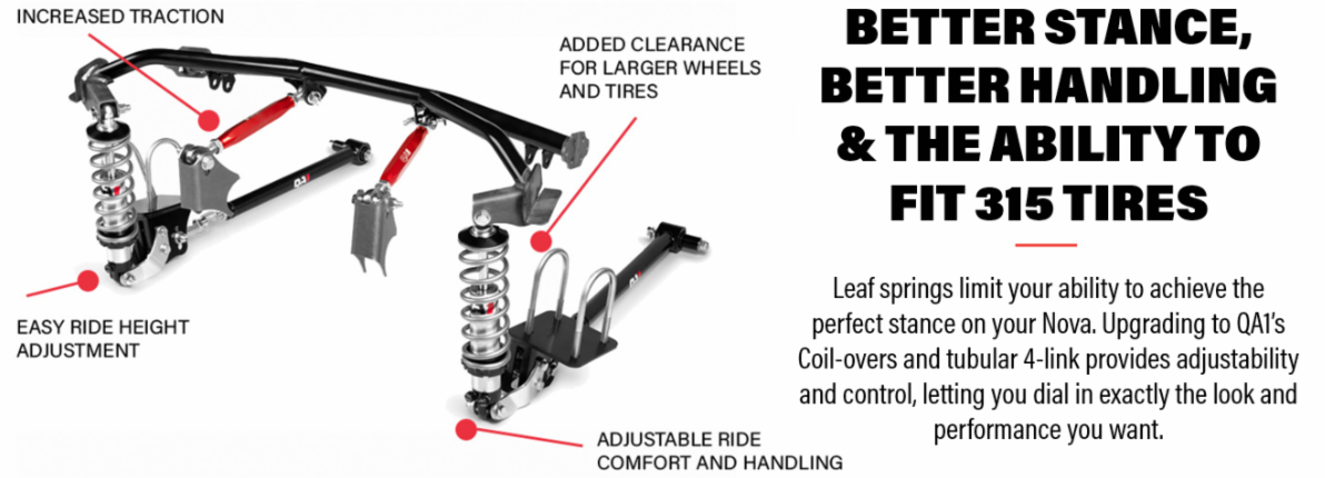 Photo of 1968 - 1972 Nova X-body QA1 Level 2 Suspension Handling Kit with 4-Link Kit and Double Adjustable, Angle 2