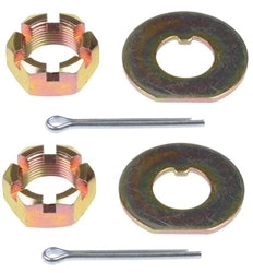 1966 - 1972 Chevelle or Nova Spindle Castle Nuts, Washers, and Cotter Pins Kit, 6 Pieces