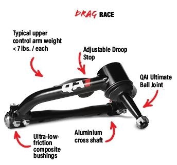 1968 - 1974 Nova QA1 Drag Race Tubular Upper 2.0 Control Arms, Pair, Angle 3