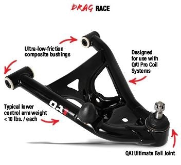 1968 - 1974 Nova QA1 DRAG RACE Tubular Lower 2.0 Control Arms, Pair, Angle 2