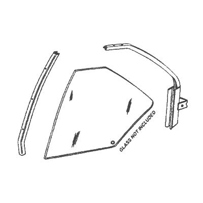 1968 - 1972 Nova Rear Quarter Glass Weatherstrip Kit, Includes Front, Top, and Back For Both Quarter Windows, Angle 3