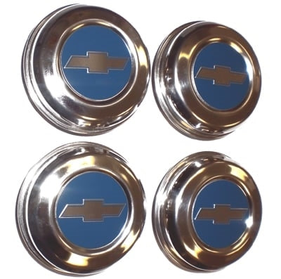 1971 - 1972 Chevelle 5 Spoke Wheel Center Caps Set with Raised Embossed Bowtie