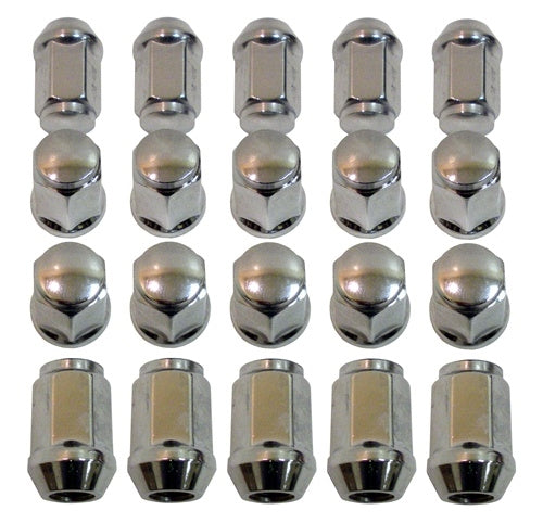Lug Nut Set, 7/16 Conical Seat - 20 Pieces