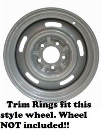 15 X 8 Chevy Rally Wheel Trim Rings, Replacement Style with Rounded Smooth Edge, Set 4, Angle 4