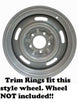 15 X 8 Chevy Rally Wheel Trim Rings, Replacement Style with Rounded Smooth Edge, Set 4, Angle 4