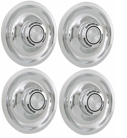 Rally Wheel Flat Cap Set with Chevrolet Motor Division, Set of 4