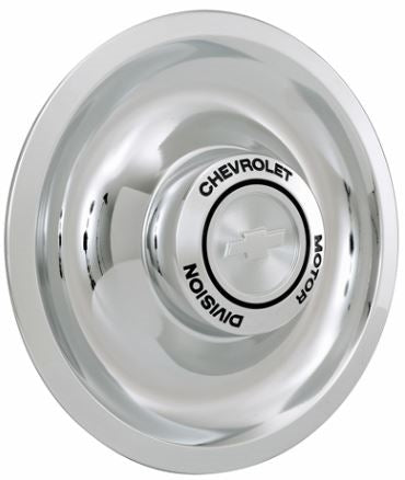 Rally Wheel Flat Cap Set with Chevrolet Motor Division, Set of 4, Angle 2