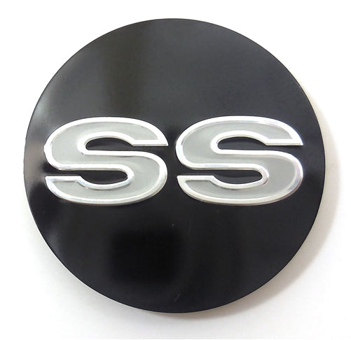1969 - 1970 Chevelle and Nova Center Cap Sticker Decal with RAISED Silver "SS" Logo, 1 3/4 Inch, OE Style