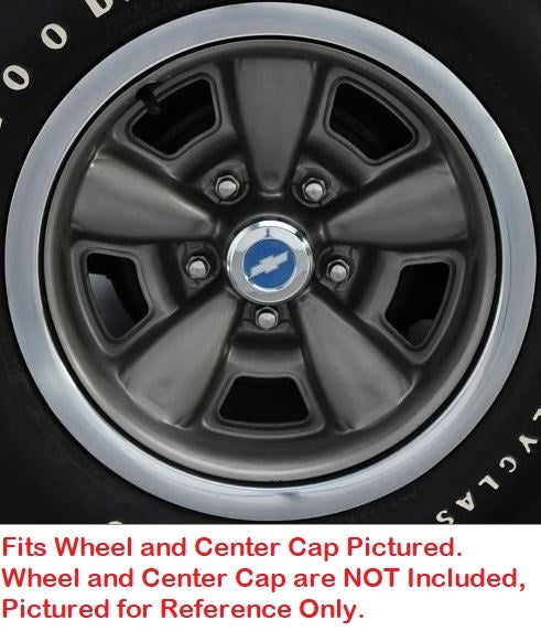1971 - 1972 Chevelle 5-Spoke Wheel Center Cap Metal Decal Insert with Raised Embossed Bowtie, Each, Angle 2