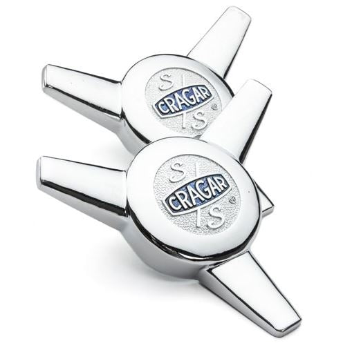 Cragar Chrome S/S Vintage Spinner Replacement Center Caps, PAIR
