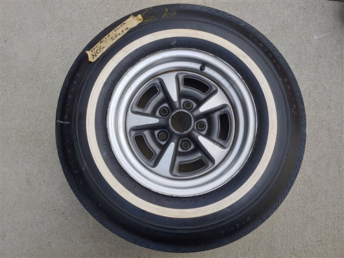 Uniroyal Glasbelt Fastrak Belted White Wall Tire and Rallye Wheel Combo, Used Vintage GM