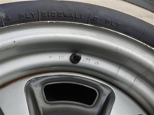 Uniroyal Glasbelt Fastrak Belted White Wall Tire and Rallye Wheel Combo, Used Vintage GM, Angle 2