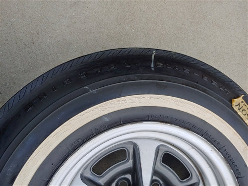 Uniroyal Glasbelt Fastrak Belted White Wall Tire and Rallye Wheel Combo, Used Vintage GM, Angle 3