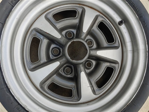 Uniroyal Glasbelt Fastrak Belted White Wall Tire and Rallye Wheel Combo, Used Vintage GM, Angle 4