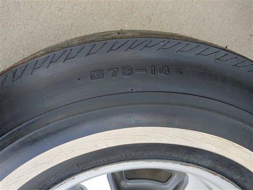 Uniroyal Glasbelt Fastrak Belted White Wall Tire and Rallye Wheel Combo, Used Vintage GM, Angle 6