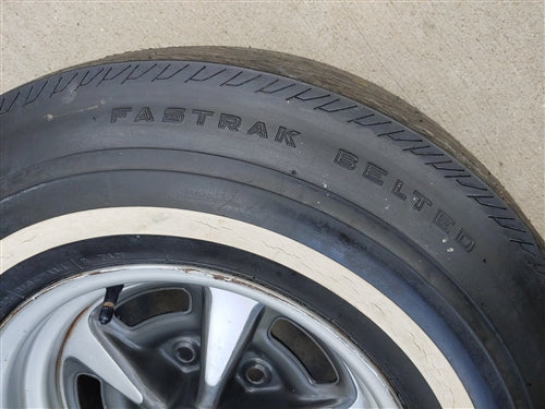 Uniroyal Glasbelt Fastrak Belted White Wall Tire and Rallye Wheel Combo, Used Vintage GM, Angle 7