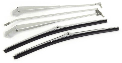 1968 - 1972 Chevelle OE Style BRUSHED FINISH Windshield Wiper Arms and Blades, Set, Angle 2
