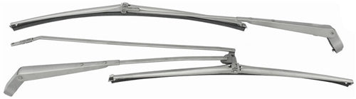 1968 - 1972 Chevelle OE Style BRUSHED FINISH Windshield Wiper Arms and Blades, Set, Angle 3
