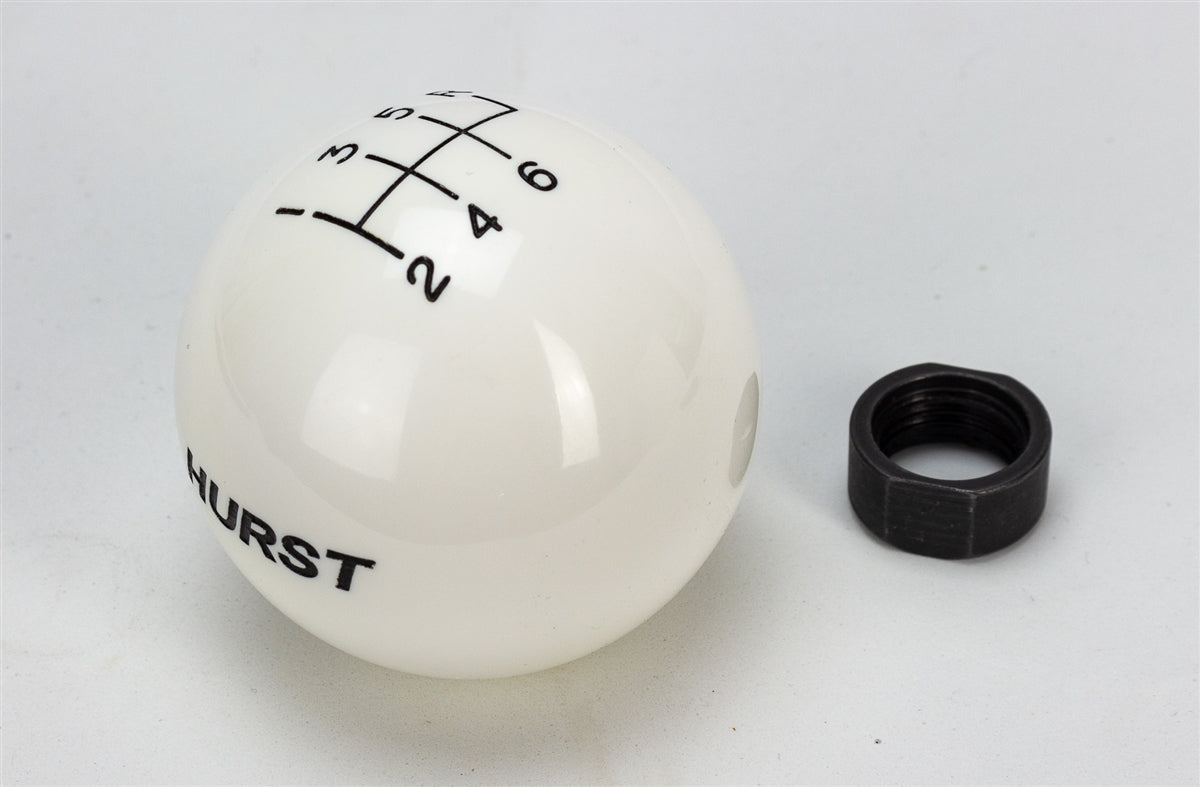 Hurst Shifter Knob in White, 6 Speed 16 MM x 1.50