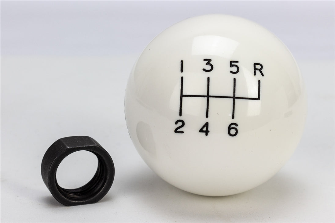 Hurst Shifter Knob in White, 6 Speed 16 MM x 1.50, Angle 2
