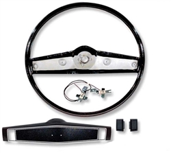 1969 Chevelle Standard Steering Wheel Kit, Black With Black Pebble Shroud